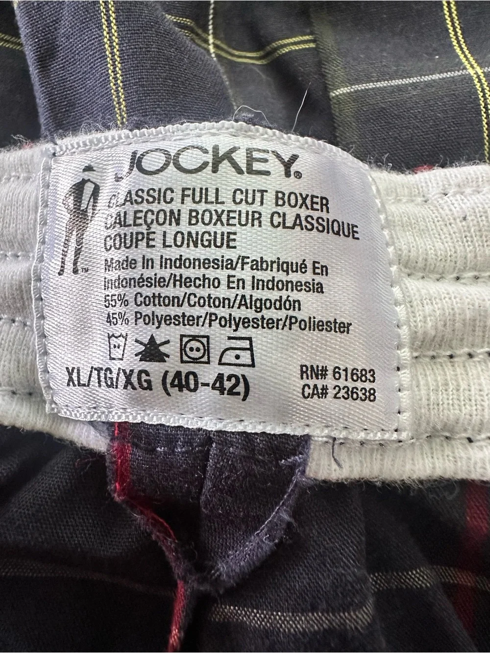 Jockey Classic Full Cut Boxers - Mens Size XL (40-42) Multi Colors Plaid